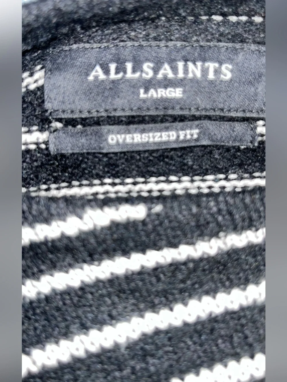 Classic Navy and White Striped oversized unisex lrg all saints boxy fit Sweater